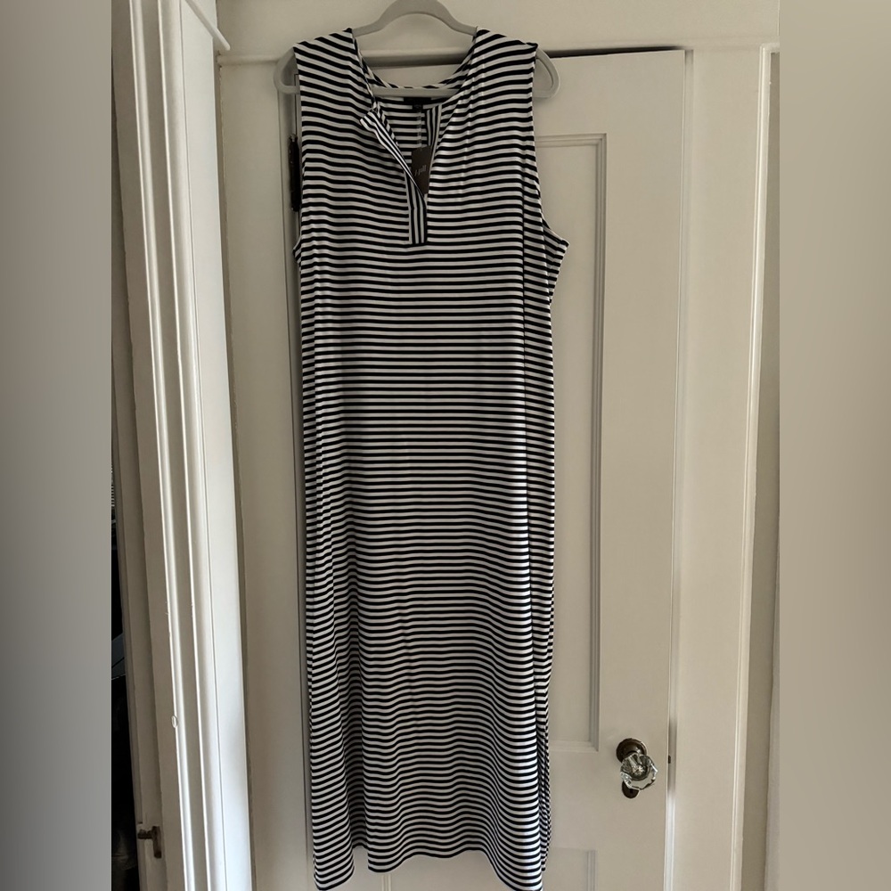Striped NWT J. Jill Wearever Sleeveless Maxi Dress, XL